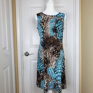 Effortless Sleeveless Dress Size S Teal Brown